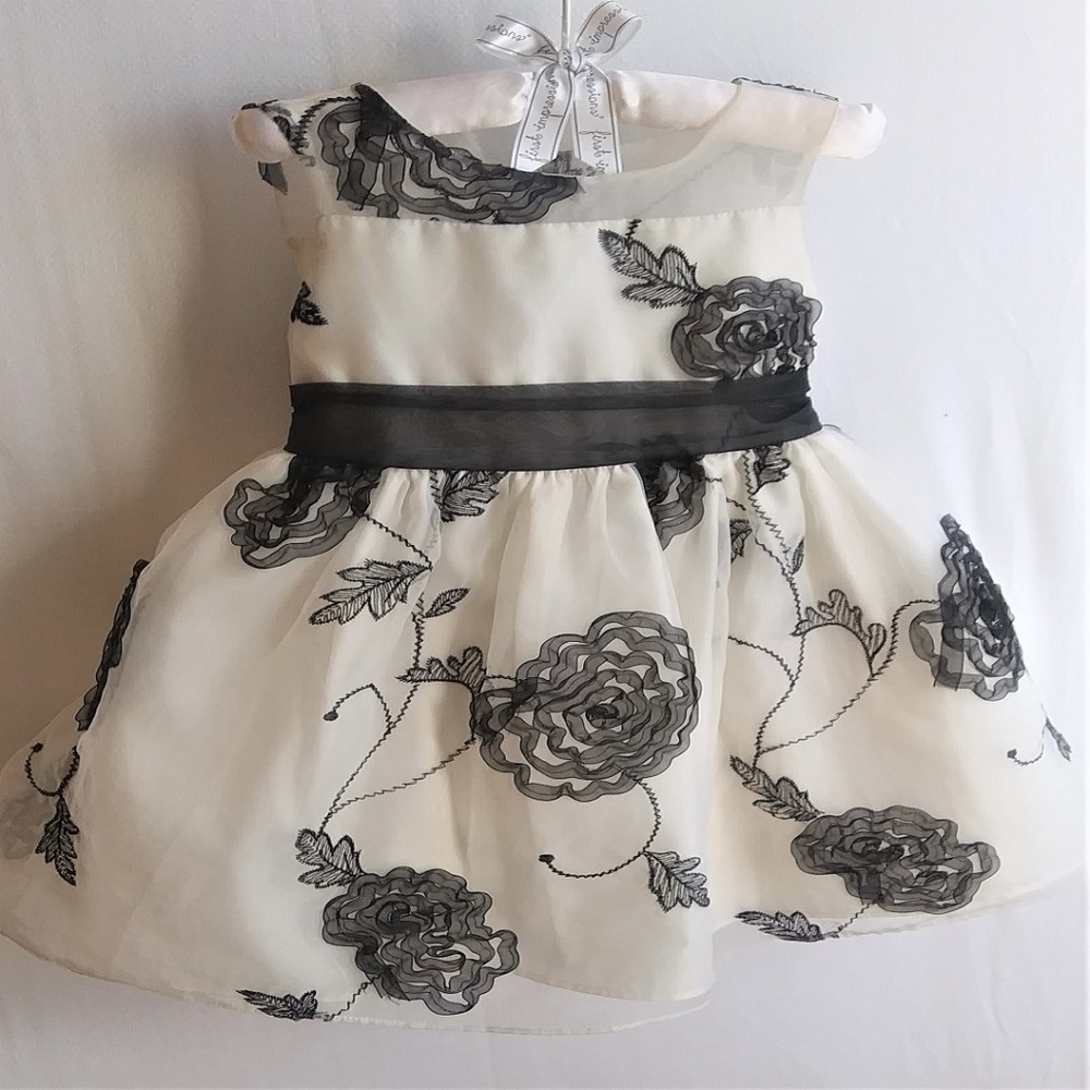 2T White Dress with White & Black Lace